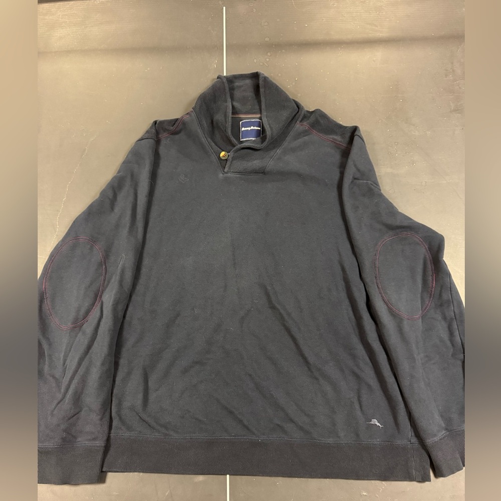 Tommy Bahama Navy Pullover with Button Accent